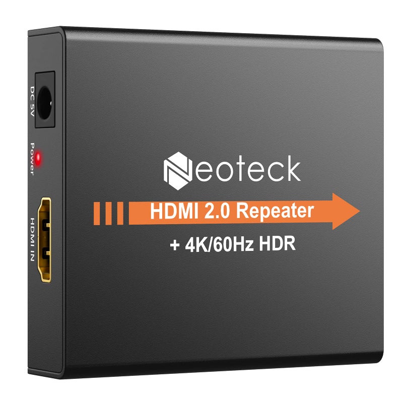Neoteck HDMI 2.0 Repeater 4K 2160P 3D HDMI Signal Amplifier Repeater Boost Up to 196ft Transmission Distance Mini Size Metal Shell for PC DVD Sky HD Box PS3 PS4 Satellite Box - Image 1